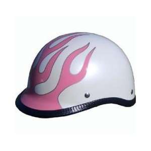  Pink Flame Polo Novelty Motorcycle Helmet Automotive