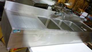   Stainless Steel Food Truck 3 Bay Sink with drain boards Used  