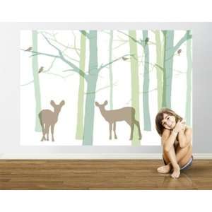  Forest Friends Teal Blue Pre Pasted Mural