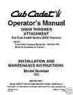 Cub Cadet 45 Snow Thrower attachment Manual # 353