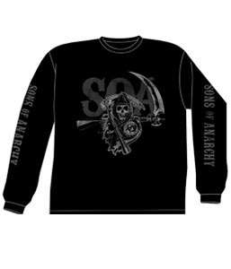SONS OF ANARCHY LAYERED SOA REAPER BLACK LONG SLEEVE T SHIRT NEW 