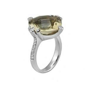  14kt White Gold Diamond & Lemon Quartz Ring Jewelry