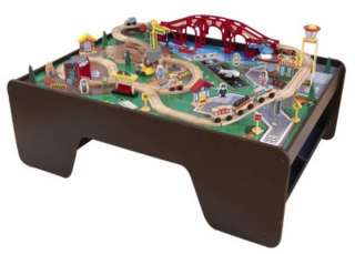 New Kids Huge Wood Train Table & 100 Piece Wooden Capital City Track 