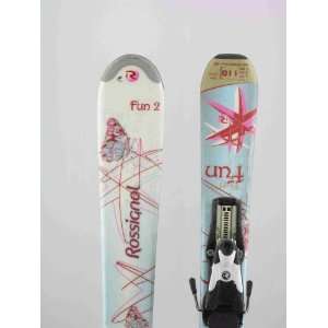  Used Rossignol Fun Girl 2 Kids Snow Skis w/ Binding 110cm 
