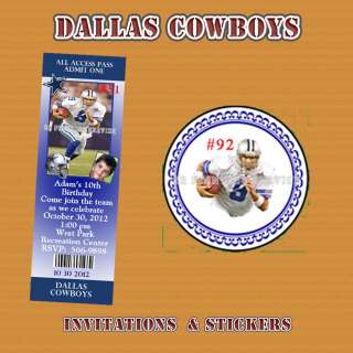 Dallas Cowboys Birthday Invitations Thank You Cards Stickers Labels 