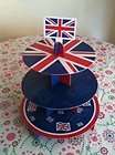 Union Jack 3 Tier Cake Stand, Olympics, Wedding Party. Vintage Style.