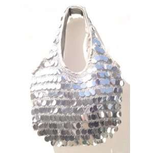  Silver Sequins Hobo Bag 14x19 Beauty
