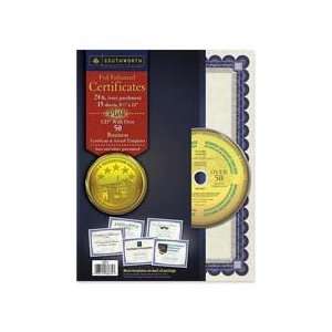  Products   Certificate W/CD, 24Lb, 8 1/2x11, 15/PK, Ivory W/Silver 