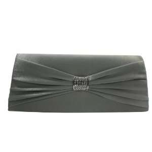   Sophisticated Silver Satin Flap Clutch Evening Purse: Everything Else