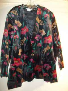 Womens Plus Size Jacket / Blazer Black Velvet with Colored NWT Size 