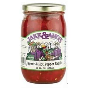 Jake & Amos Sweet and Hot Pepper Relish 16 oz (Two Jars)  