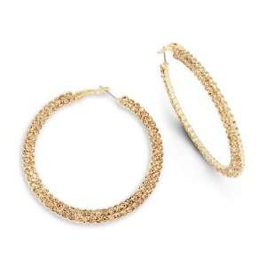    Smoky Topaz Color Stone Fashion Gold Tone Hoop Earrings: Jewelry