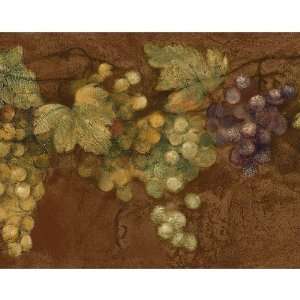  Wallpaper Border Old World Tuscan Grapes on Brown Kitchen 